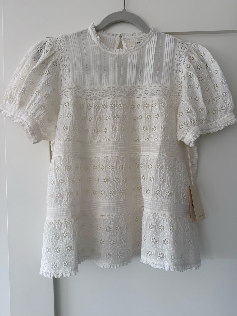 DÔEN Adeline Eyelet Blouse | Salt | Size S | NWT